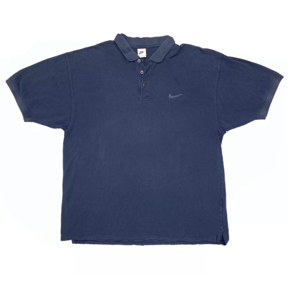 Vintage 90s Nike Navy Blue Polo Shirt Swoosh XL